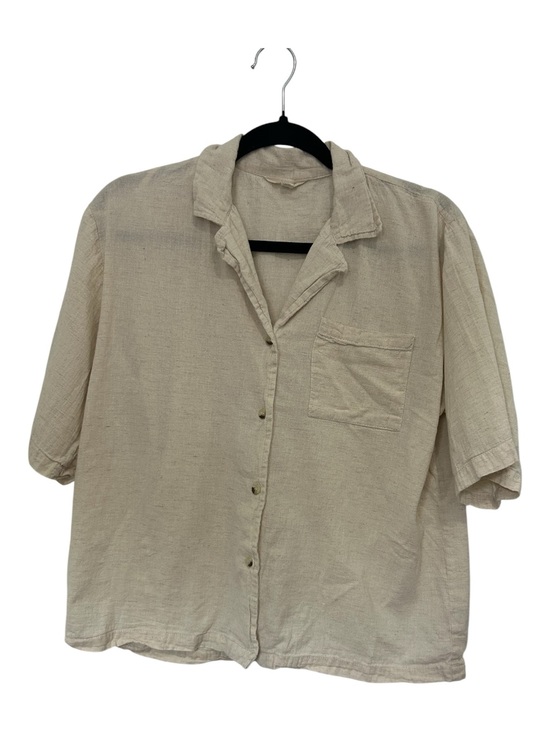 Sim & Sam Tops - Sim & Sam Linen/Cotton Short-Sleeve Button Down Shirt